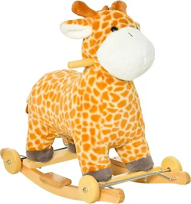 Buy Toddler Rocking Toy Plush Giraffe Ride On Horse Seat Gliding Wood Base Rocker UK • 45.90£