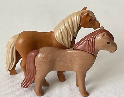 Buy Playmobil Horses- Two Brown Ponies- Stables Farm Ranch • 3.99£