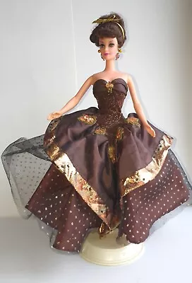 Buy 1990s Barbie Audrey Hepburn W/ Sumptuous Chocolate & Gold Dress • 46.09£