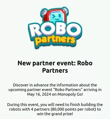 Buy Robo Partner Event - Monopoly Go - Full Carry 80k Points • 9.98£