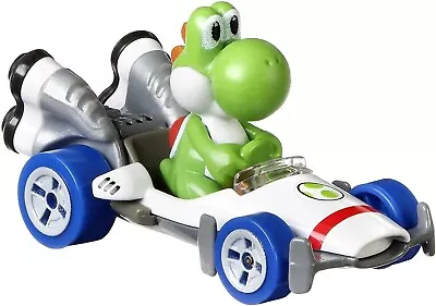 Buy Hot Wheels Mario Kart Yoshi Die-Cast Car, 1:64 Scale Collectible Track Racing • 16.95£