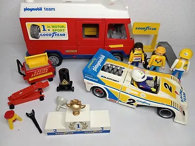 Buy Vintage Playmobil F1 Car 1979, Figures, Support Truck 1990's And Accessories. • 44.99£