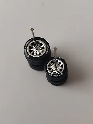 Buy Custom Staggered 1/64 Alloy Wheel With Rubber Tires RR For Hot Wheels Matchbox • 6.25£
