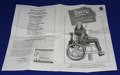 Buy  Barbie Brochure Instruction Leaflet Wheelchair  Becky  Wheelchair • 2.14£