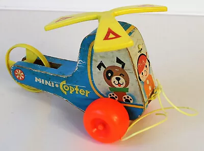Buy Vintage Mechanical Toy 1970s Fisher Price Mini Copter Pull Along Toy No 448 • 17£
