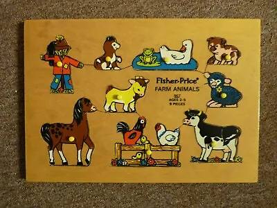 Buy Vintage FISHER PRICE Lift Out JIGSAW Puzzle Tray - FARM ANIMALS Young Children • 3.49£