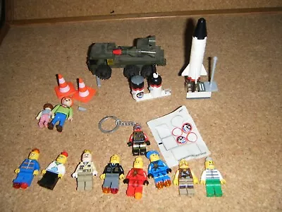 Buy 9 Lego Figures Rocket Stickers Spare Pieces Truck And Geobra & Playmobile Cones. • 15.99£