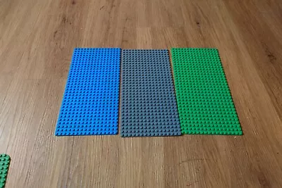Buy 3 X Genuine Lego Baseplates 16 X 32 Blue Green &dark Grey • 18£