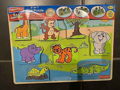 Buy Fisher Price 2 In 1 Wooden Play Puzzle Jungle NEW • 4.99£