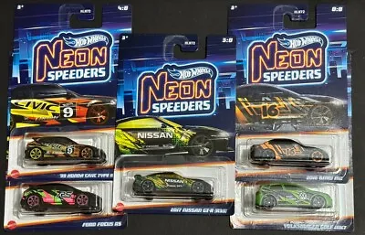 Buy Hot Wheels Neon Speeders Set Of 5 1:64 Long Card (VW/Ford/Honda/Bmw/Nissan • 47.26£