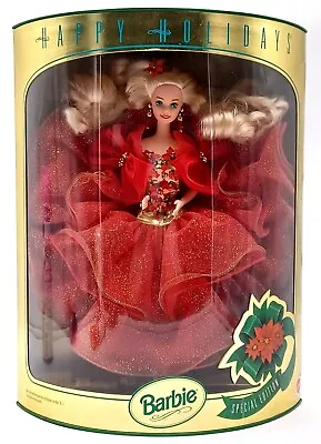 Buy 1993 Happy Holidays Barbie Doll (Blonde) / Special Edition / Mattel 10824 / NrfB • 82.09£