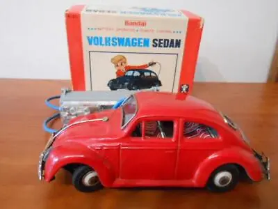 Buy BC BANDAI VW Volkswagen Sedan Beetle Tin Toy 1950s Vintage Red Boxed Very RARE • 1,356.87£