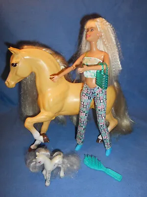 Buy Super Sweet Barbie Horse With Cute Mane & Tail + Barbie In Cute Clothing • 16.46£