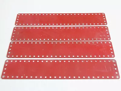 Buy 4 Meccano 5 X 25 Hole Flexible Metal Plates # 197 Mid Red No Slots Stamped MMIE • 8£