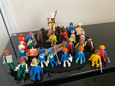 Buy Playmobil Bundle Cowboys Indians Construction Workers Horses Canoe & Accessories • 20£