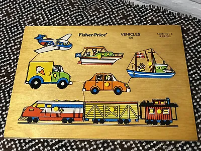 Buy Fisher Price Wooden Peg Puzzle Vintage Vehicles . No. 508- Good Condition • 11.99£
