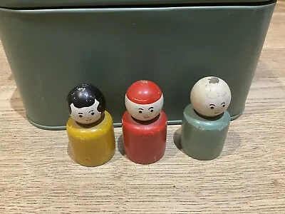 Buy Vintage Fisher Price - 3 Wooden Little People Straight Sides • 6£