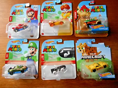 Buy 5 Hot Wheels Super Mario Cars On Card And Minecraft Ocelot On Card • 30£