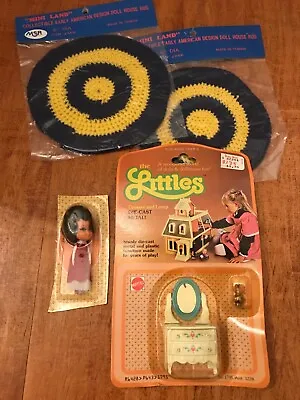 Buy Vintage 1980 The Littles Dresser & Lamp, Doll, Dollhouse Rugs Lot Mattel • 26.81£