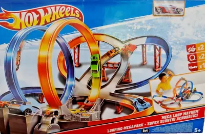 Buy Looping Mega Park Hot Wheels Track Toy Car Set Racetrack Mattel 2011 NEW • 86.44£