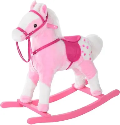 Buy Toddler Rocking Pink Horse Ride On Plush Rocker Wooden Base Toy Sounds Handlebar • 45.90£
