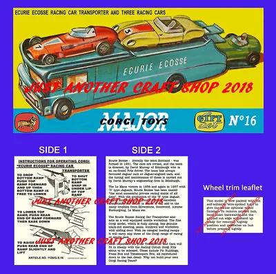 Buy Corgi Toys 1126 & GS 16 Ecurie Ecosse Operating Instruction Leaflet & Poster • 4.79£