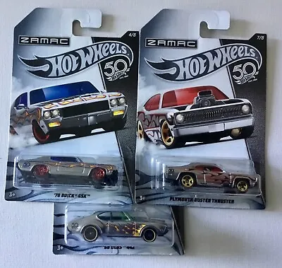 Buy Hotwheels 50th Anniversary Plymouth Duster Thruster,68 Olds 442, 70 Buick GSX  • 10£