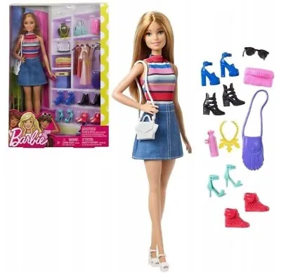 Buy Mattel Barbie Doll With Wardrobe + Accessories FVJ42 • 55.52£