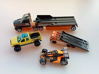 Buy Hot Wheels Truck Car Transporter And Racing Car & Pick Up In Good Condition  • 9.95£