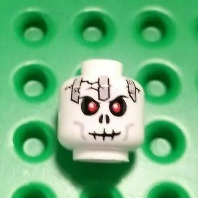 Buy LEGO Minifigure SKELETON Head Skull Cracked Metal Red Eyes Taped Zombie Monster • 5.89£
