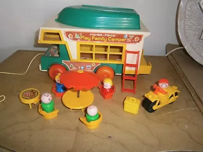 Buy Vintage 1970s Fisher Price Play Family Camper Van, Boat And Motorbike Complete. • 25£