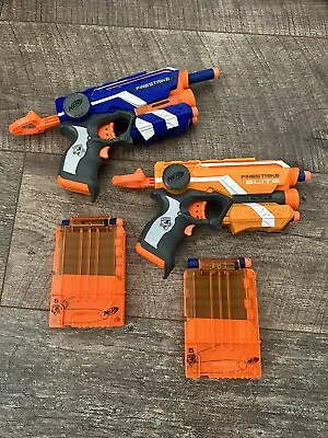 Buy 2x Nerf N-strike Elite Firestrike - Working Lasers Orange & Blue + Darts Packs • 10£