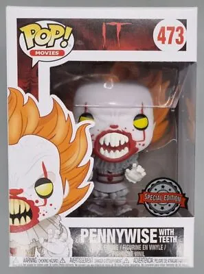Buy Funko POP #473 Pennywise (with Teeth) - IT - Horror - Includes POP Protector • 15.99£