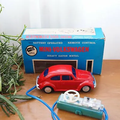 Buy Vintage BANDAI Metal Red MINI-VOLKSWAGEN Battery Operated Remote Control Car Toy • 150.63£