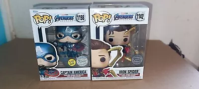 Buy Funko Pop Avengers Endgame Captain America #1198 & Iron Spider #1142 • 45£