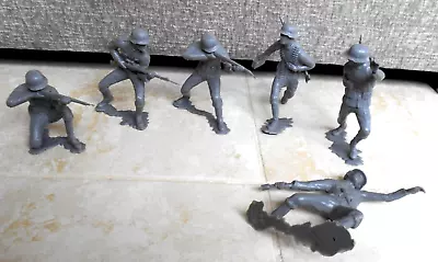 Buy Vintage 1960's Louis Marx 6 Inch WWII German Soldiers Plastic Toy Figures X 6 • 23.97£