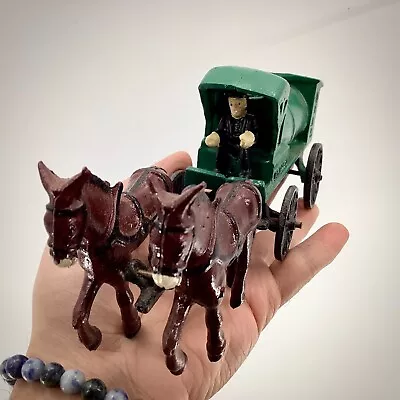 Buy Vintage NOS Amish Cast Iron Toy Metal Horse Grey Cart Wagon P393 • 38.60£
