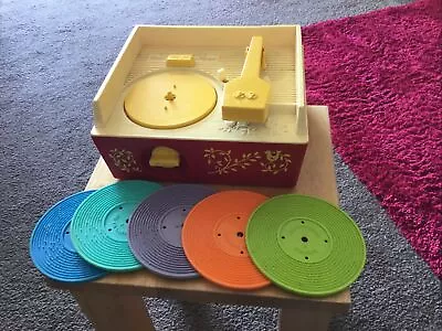 Buy Vintage Collectable Fisher Price Record Player 5 Records 70s • 40£