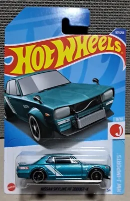 Buy Hot Wheels 2023 #187 1971 Nissan Skyline H/T 2000 GT-X Blue-Green JDM-L Hakosuka • 6.95£