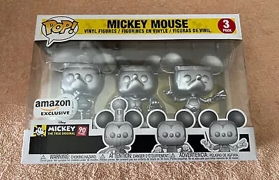 Buy Silver Mickey Mouse Funko Pop Vinyl 3 Figure Pack Disney Amazon Excl 425 426 428 • 19.95£