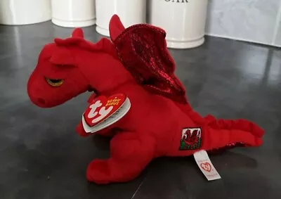 Buy Ty New Beanie Babie Y Ddraig Goch (Red Dragon ) With Tag Protector • 6£