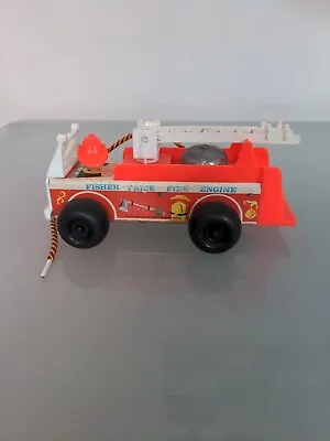 Buy Fisher Price Fire Engine Vintage 1968 Ladder Bell Hose Wooden Interactive Toy • 10£