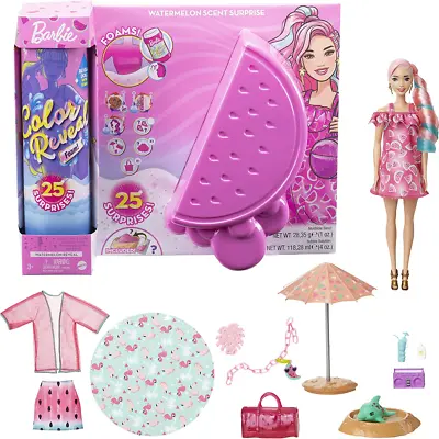 Buy Barbie Colour Reveal Doll & Pet Friend 25 Surprises Bubbles Doll Water Melon • 25.99£