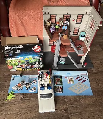 Buy Playmobil 9219 & 9220 Ghostbusters Fire House And Car With Figures + 9222 Hotdog • 49.99£