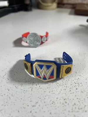 Buy 2x Wrestling Figure Belts Wwe Champion Red 2011 And Blue 2013 By Mattel • 17.95£