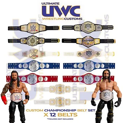Buy Custom WWE Wrestling Championship Belts X 12 For Mattel/Jakks Figures WWF • 17.99£