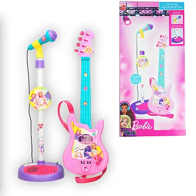 Buy Barbie Voice Amplifier Microphone And 4 String Guitar Set. Kids Toys Easy-to-use • 34.99£