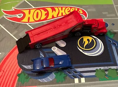 Buy Hot Wheels Super Rigs - Red Rock N’ Race With Blue The Gov'ner - Car Transporter • 9.99£