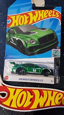 Buy Hot Wheels ***SALE PRICE*** ~ Bentley Continental GT3, Green, Long Card.  NEW!! • 2.99£