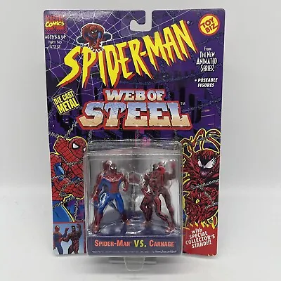 Buy SPIDER-MAN VS Carnage WEB OF STEEL 2.5  DIE-CAST METAL FIGURES, Toy Biz 1994, • 27.99£